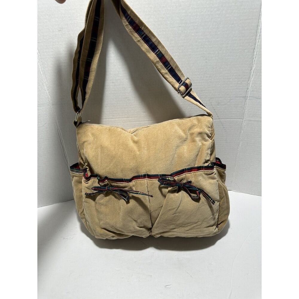 Vintage Tommy Hilfiger Brown Velvet Adjustable Strap Bow Detail Adjus Strap Y2K‎
